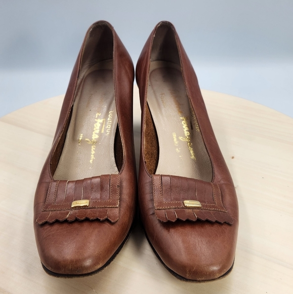 Salvatore Ferragamo Womens Leather Heels sz 7AA - Picture 2 of 14